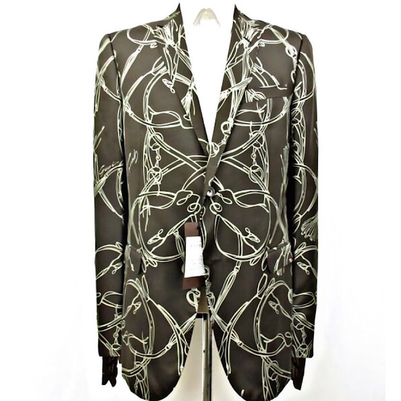 Authentic Gucci 03 SS Tom Ford Runway Cavallo Motif Silk Cocktail Blazer